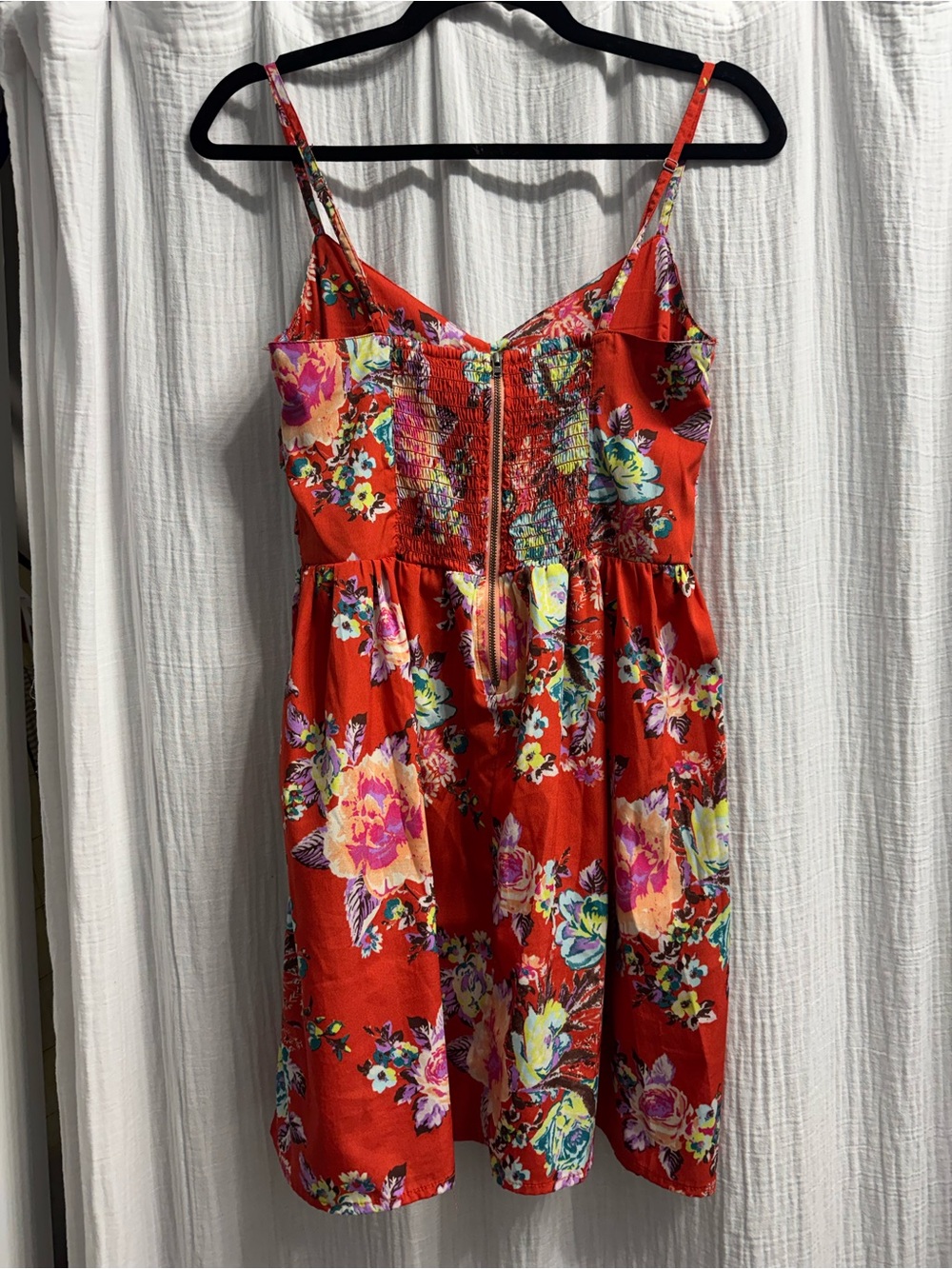 Roxy Red Floral Ruched Sundress - Picture 5 of 6